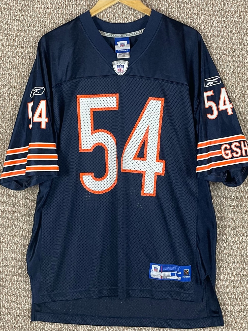 Chicago Bears Brian Urlacher Jersey Men’s Large Reebok On Field Blue #54 R3